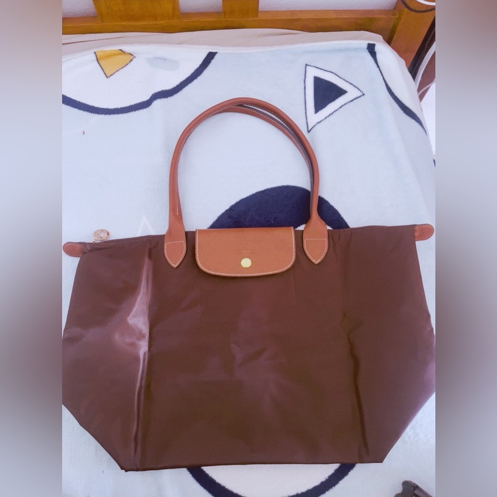 Longchamp Le Pliage folding tote bag medium size Ebony brown color - Picture 4 of 13